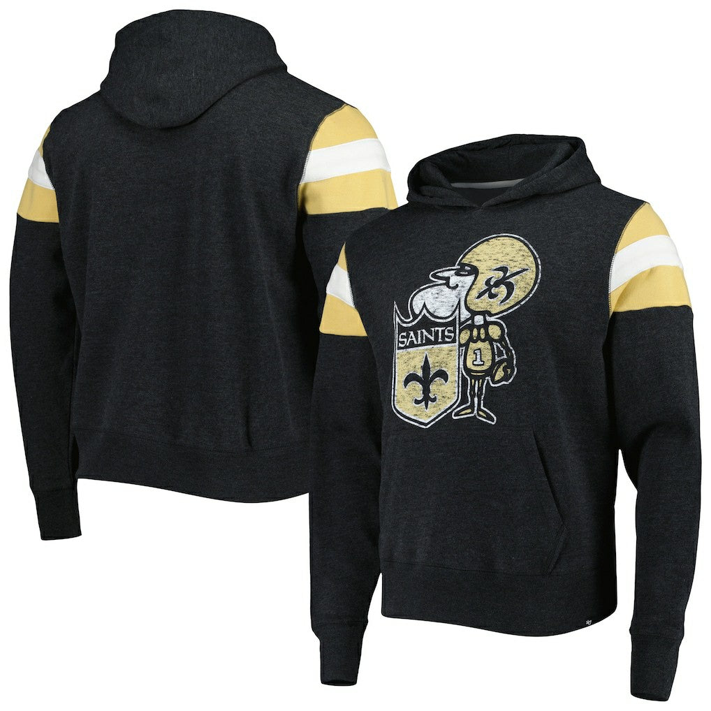 New Orleans Saints '47 Legacy Premier Nico Pullover Hoodie - Black Hoodies
