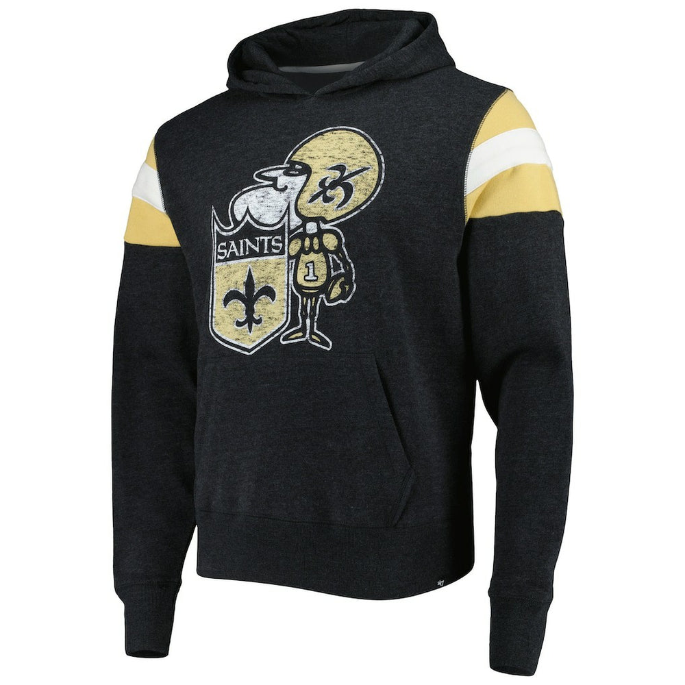 New Orleans Saints '47 Legacy Premier Nico Pullover Hoodie - Black Hoodies