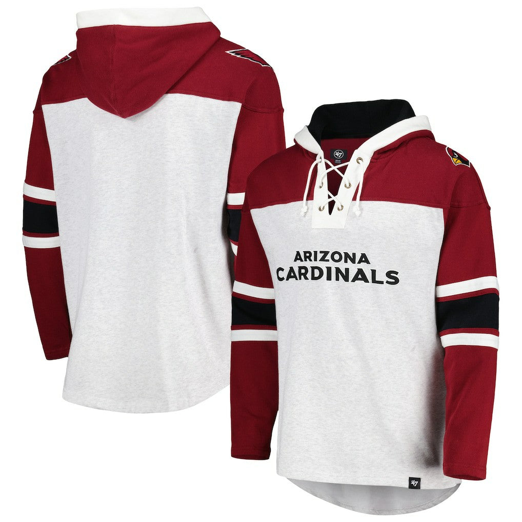 Arizona Cardinals '47 Gridiron Lace-Up Pullover Hoodie - Heather Gray Hoodies
