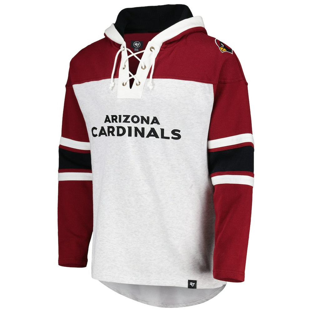 Arizona Cardinals '47 Gridiron Lace-Up Pullover Hoodie - Heather Gray Hoodies