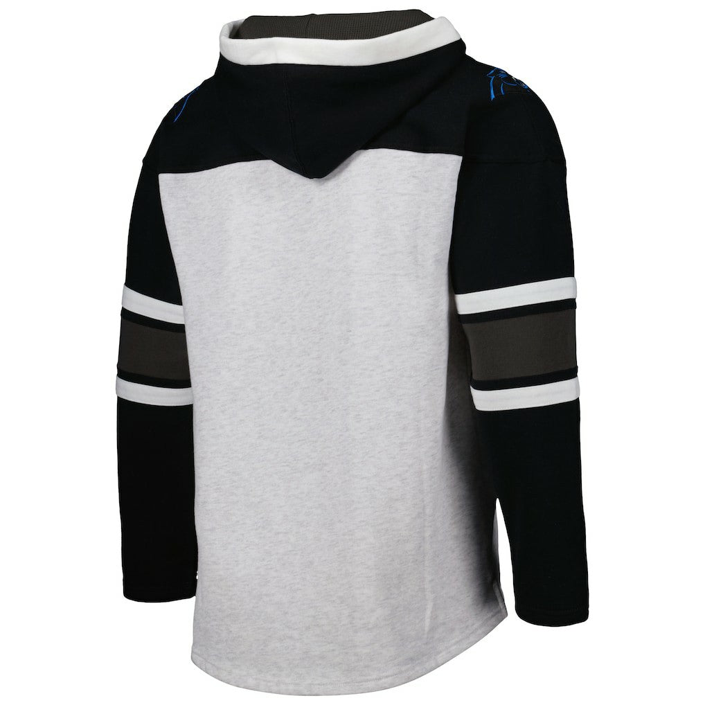 Carolina Panthers '47 Gridiron Lace-Up Pullover Hoodie - Heather Gray Hoodies
