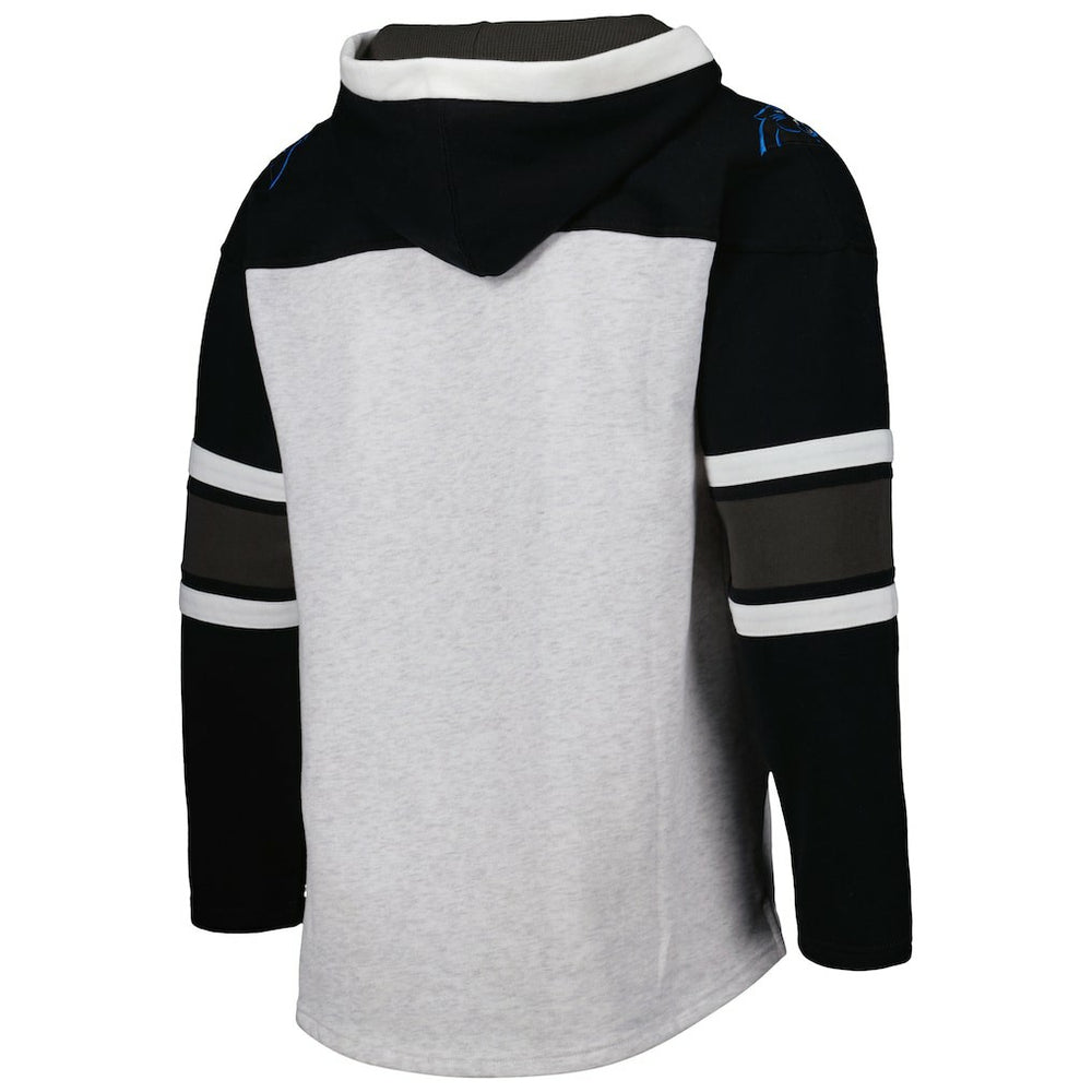 Carolina Panthers '47 Gridiron Lace-Up Pullover Hoodie - Heather Gray Hoodies