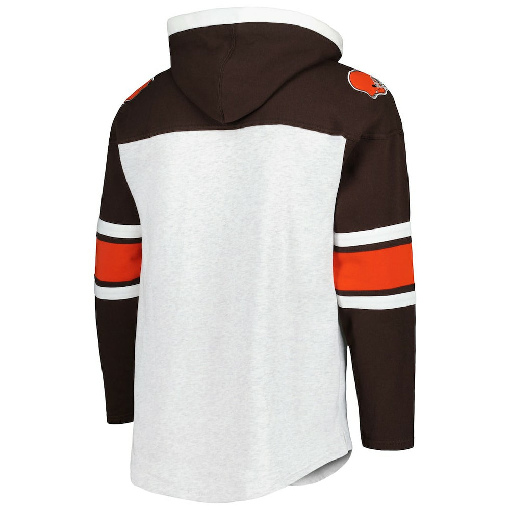 Cleveland Browns '47 Gridiron Lace-Up Pullover Hoodie - Heather Gray Hoodies