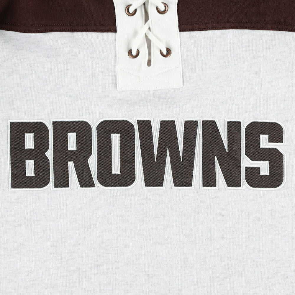 Cleveland Browns '47 Gridiron Lace-Up Pullover Hoodie - Heather Gray Hoodies