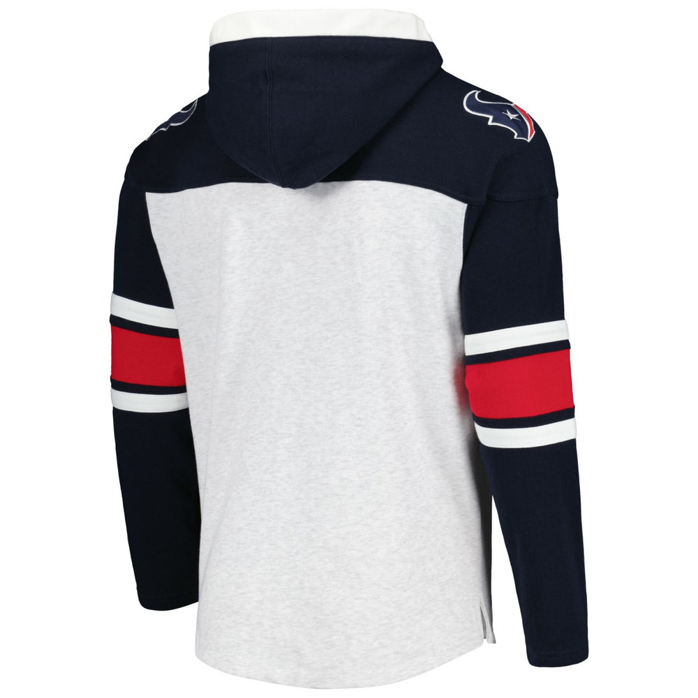 Houston Texans '47 Gridiron Lace-Up Pullover Hoodie - Heather Gray Hoodies