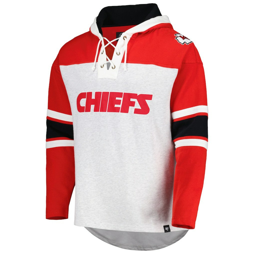 Kansas City Chiefs '47 Gridiron Lace-Up Pullover Hoodie - Heather Gray Hoodies