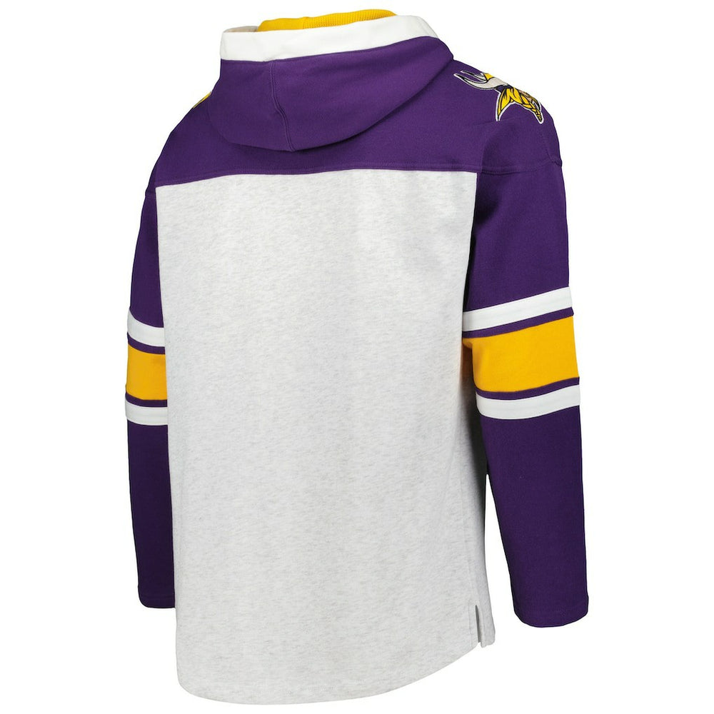 Minnesota Vikings '47 Gridiron Lace-Up Pullover Hoodie - Heather Gray Hoodies