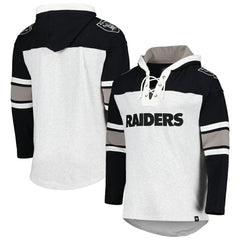 Las Vegas Raiders '47 Gridiron Lace-Up Pullover Hoodie - Heather Gray Hoodies
