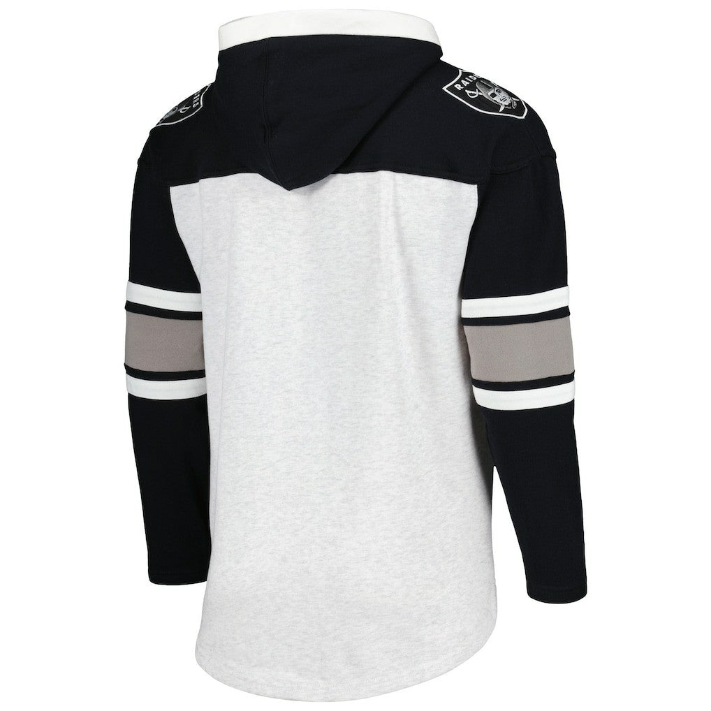 Las Vegas Raiders '47 Gridiron Lace-Up Pullover Hoodie - Heather Gray Hoodies