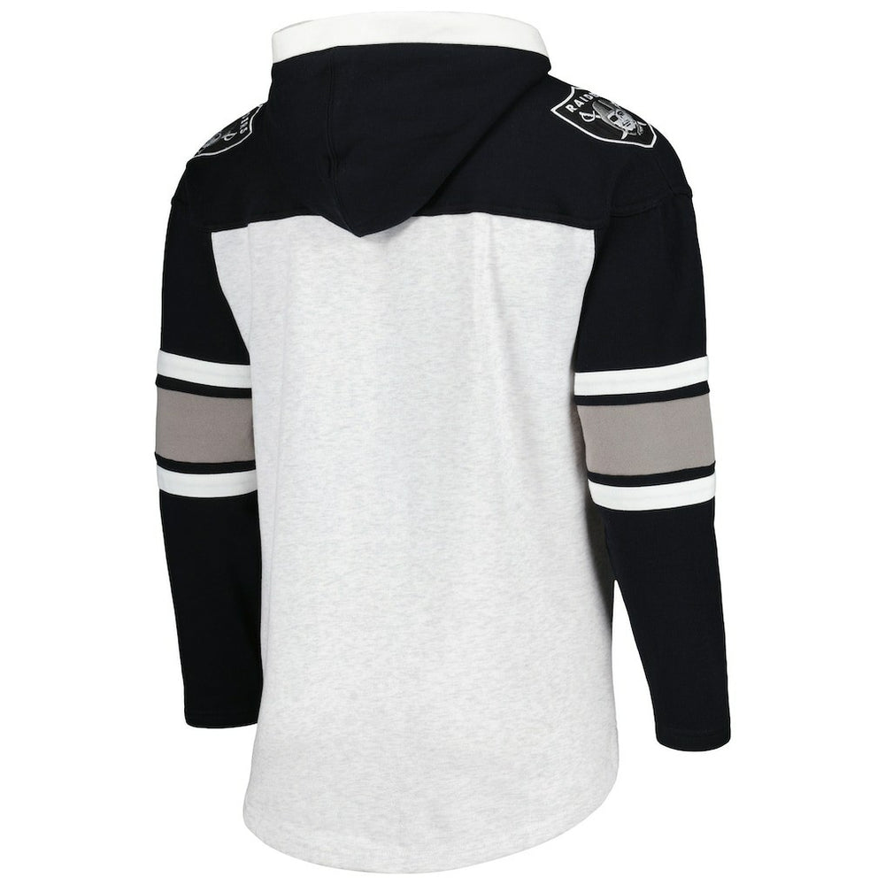 Las Vegas Raiders '47 Gridiron Lace-Up Pullover Hoodie - Heather Gray Hoodies