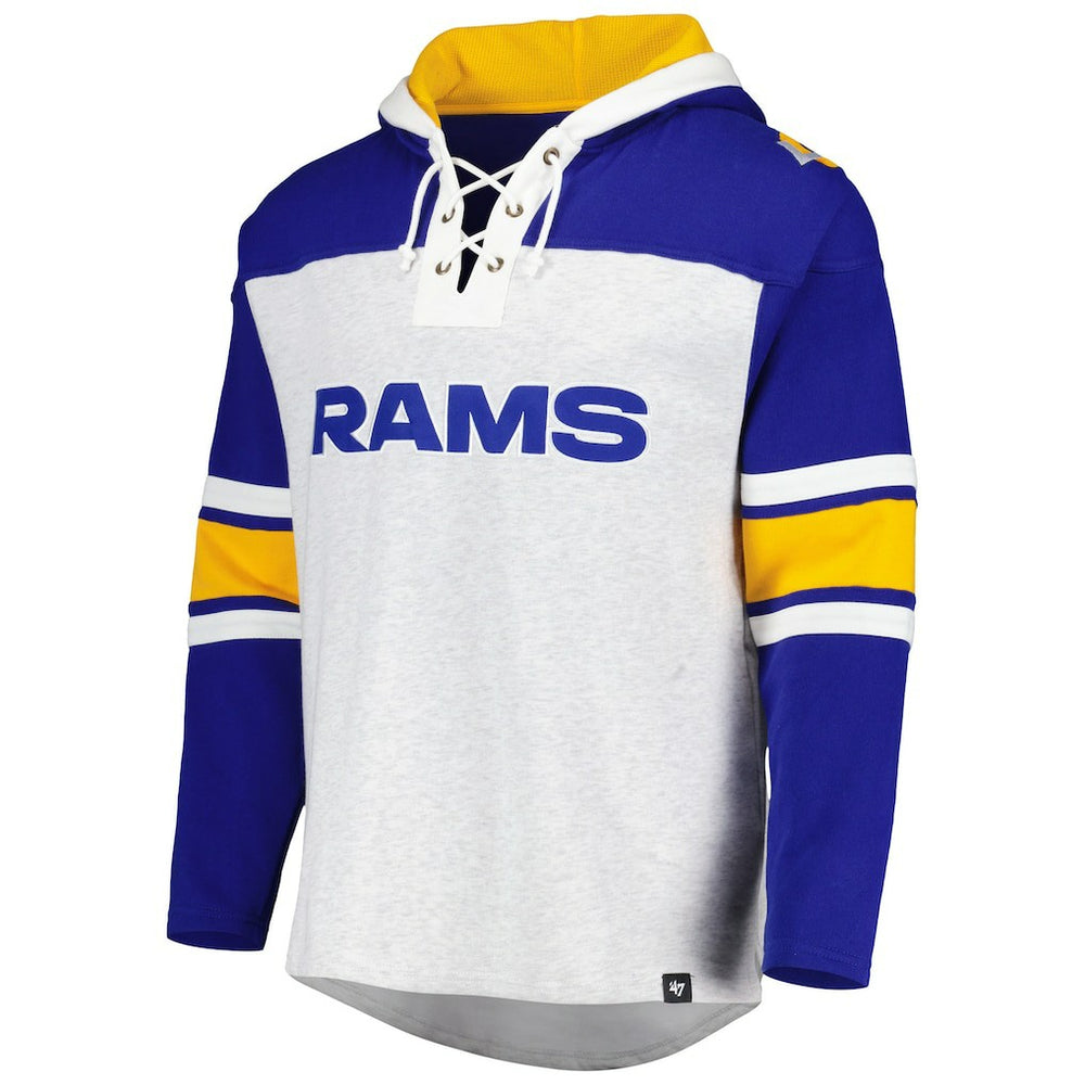 Los Angeles Rams '47 Gridiron Lace-Up Pullover Hoodie - Heather Gray Hoodies