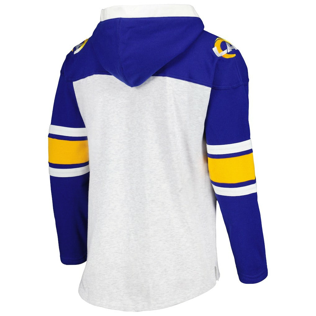 Los Angeles Rams '47 Gridiron Lace-Up Pullover Hoodie - Heather Gray Hoodies