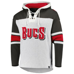 Tampa Bay Buccaneers '47 Gridiron Lace-Up Pullover Hoodie - Heather Gray Hoodies