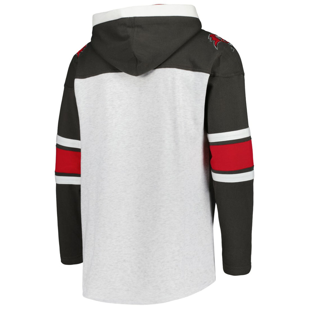 Tampa Bay Buccaneers '47 Gridiron Lace-Up Pullover Hoodie - Heather Gray Hoodies