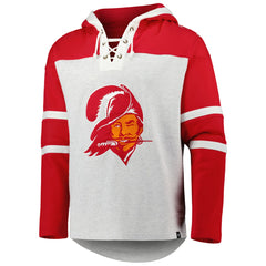 Tampa Bay Buccaneers '47 Historic Logo Gridiron Lace-Up Pullover Hoodie - Heather Gray Hoodies