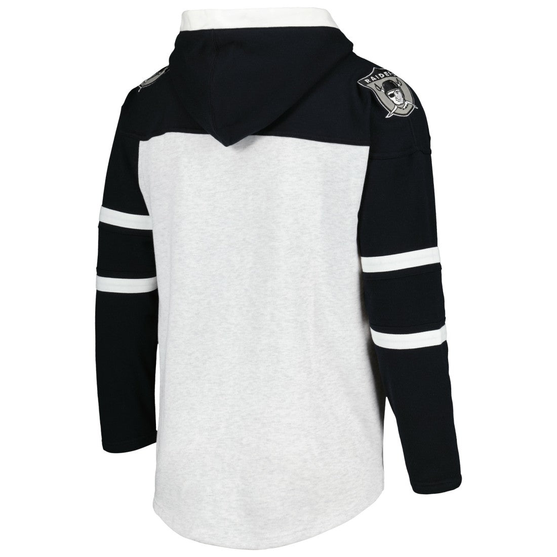 Las Vegas Raiders '47 Historic Logo Gridiron Lace-Up Pullover Hoodie - Heather Gray Hoodies