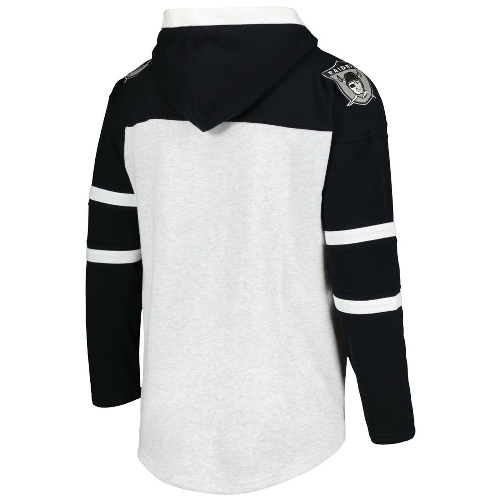 Las Vegas Raiders '47 Historic Logo Gridiron Lace-Up Pullover Hoodie - Heather Gray Hoodies