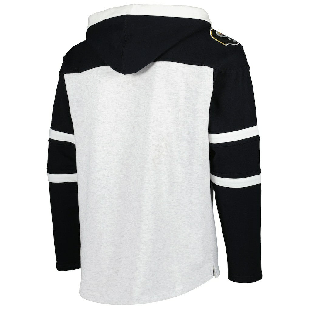 Pittsburgh Steelers '47 Historic Logo Gridiron Lace-Up Pullover Hoodie - Heather Gray Hoodies