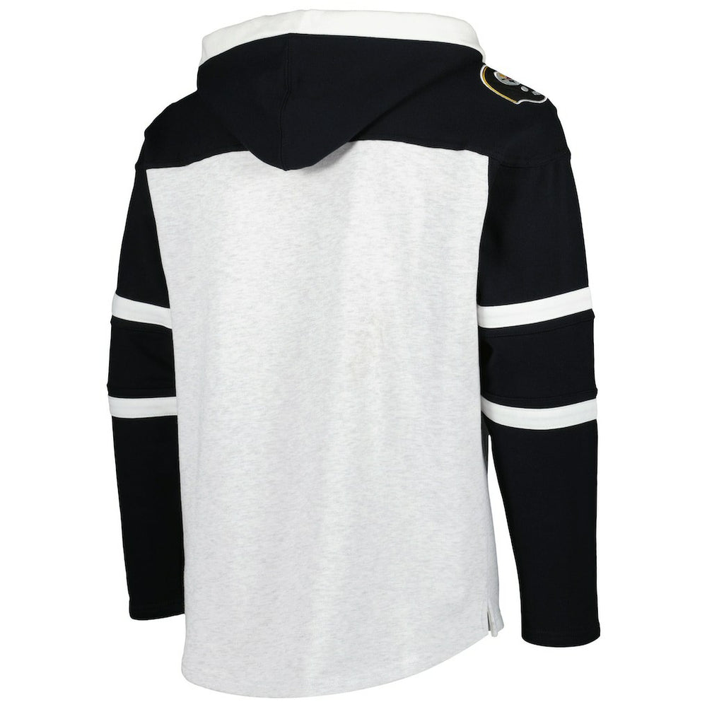 Pittsburgh Steelers '47 Historic Logo Gridiron Lace-Up Pullover Hoodie - Heather Gray Hoodies