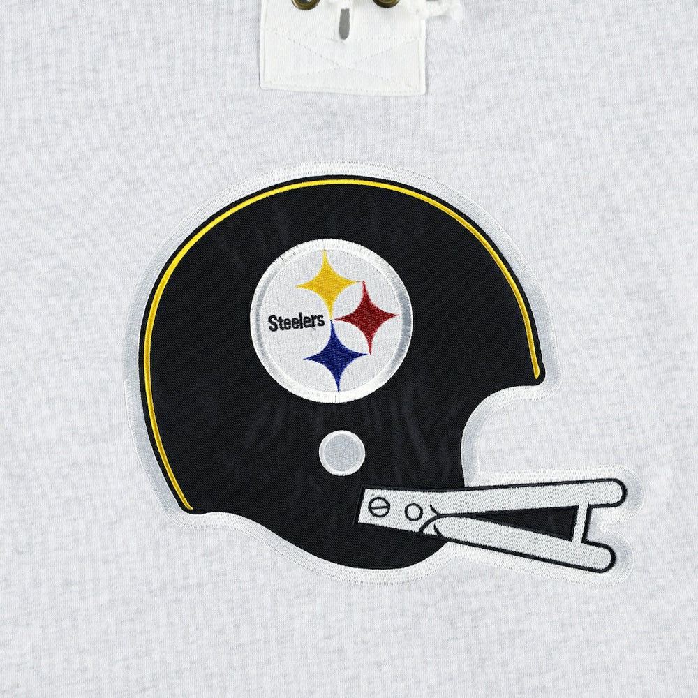 Pittsburgh Steelers '47 Historic Logo Gridiron Lace-Up Pullover Hoodie - Heather Gray Hoodies