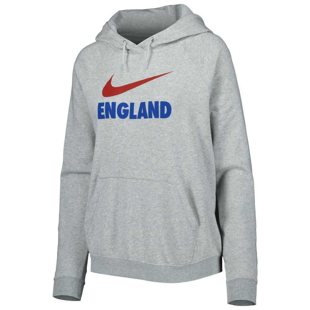 England National Team Women's Lockup Varsity Fleece Raglan Pullover Hoodie Heather Gray - Nike sale
