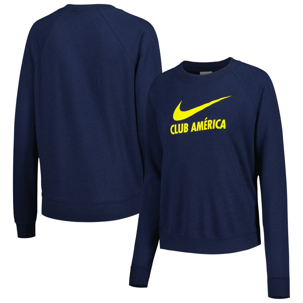 Club America Women's Lockup Varsity Tri-Blend Raglan Pullover Sweatshirt Navy - Nike on sale