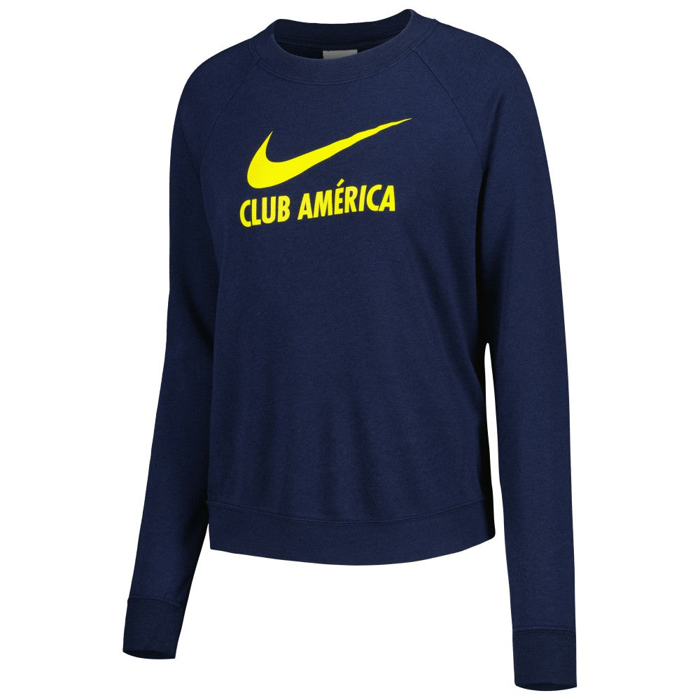 Club America Women's Lockup Varsity Tri-Blend Raglan Pullover Sweatshirt Navy - Nike on sale