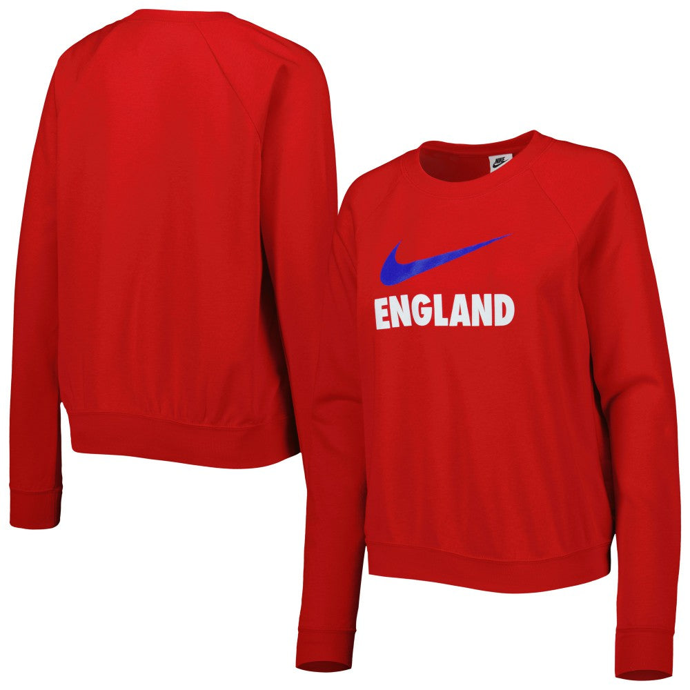 England National Team Women's Lockup Varsity Tri-Blend Raglan Pullover Sweatshirt Red - Nike for sale