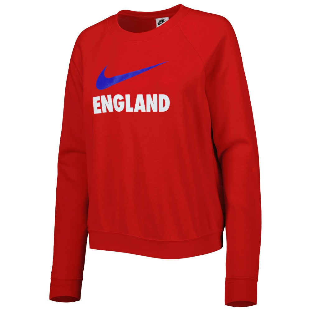 England National Team Women's Lockup Varsity Tri-Blend Raglan Pullover Sweatshirt Red - Nike for sale