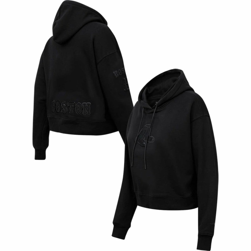 Boston Red Sox Pro Standard Women's Triple Black Cropped Pullover Hoodie Hoodies