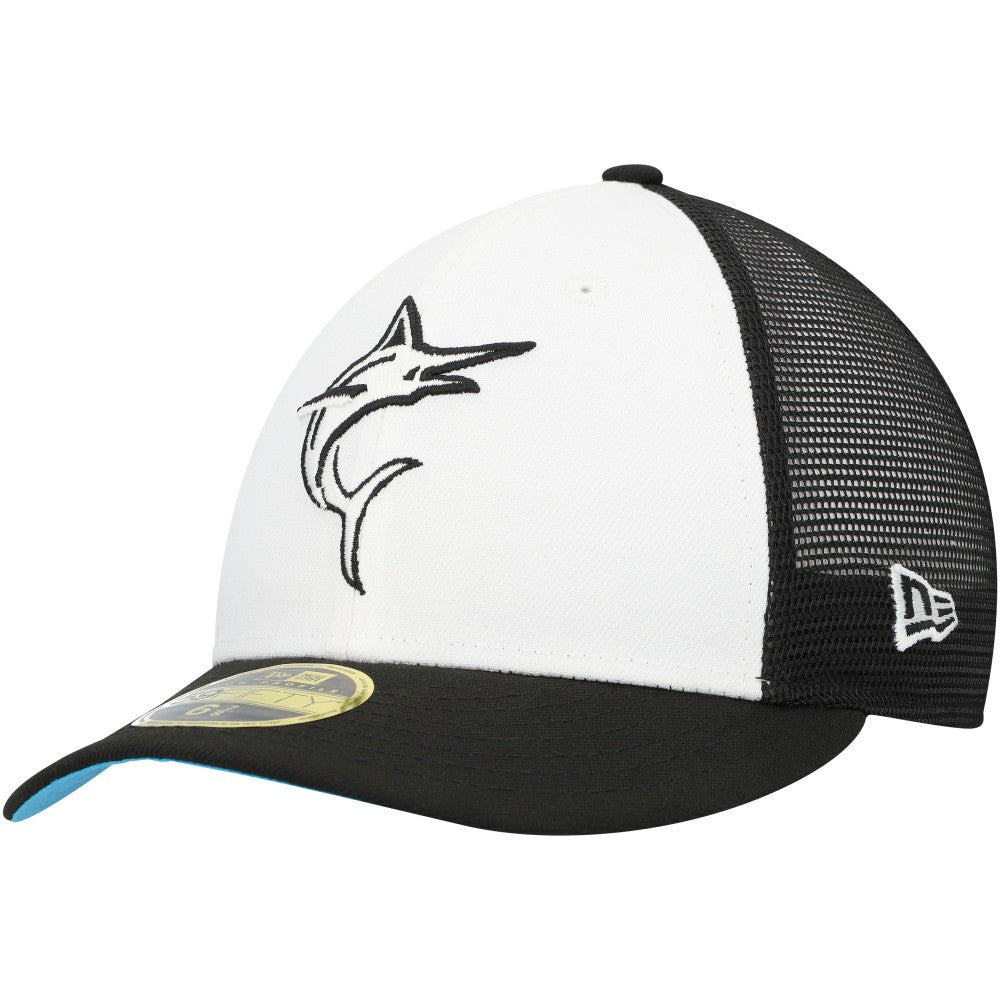 Miami Marlins New Era 2023 On-Field Batting Practice Low Profile 59FIFTY Fitted Hat - Black/White Hats