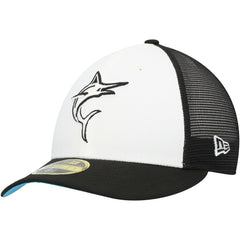 Miami Marlins New Era 2023 On-Field Batting Practice Low Profile 59FIFTY Fitted Hat - Black/White Hats