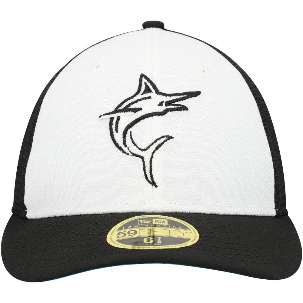 Miami Marlins New Era 2023 On-Field Batting Practice Low Profile 59FIFTY Fitted Hat - Black/White Hats