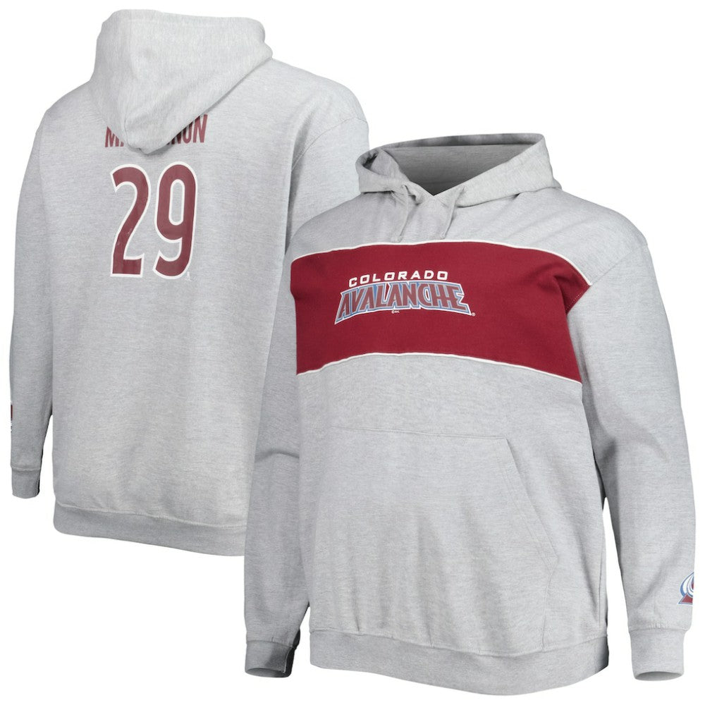 Nathan MacKinnon Colorado Avalanche Big & Tall Player Pullover Hoodie - Heather Gray | US 4992919