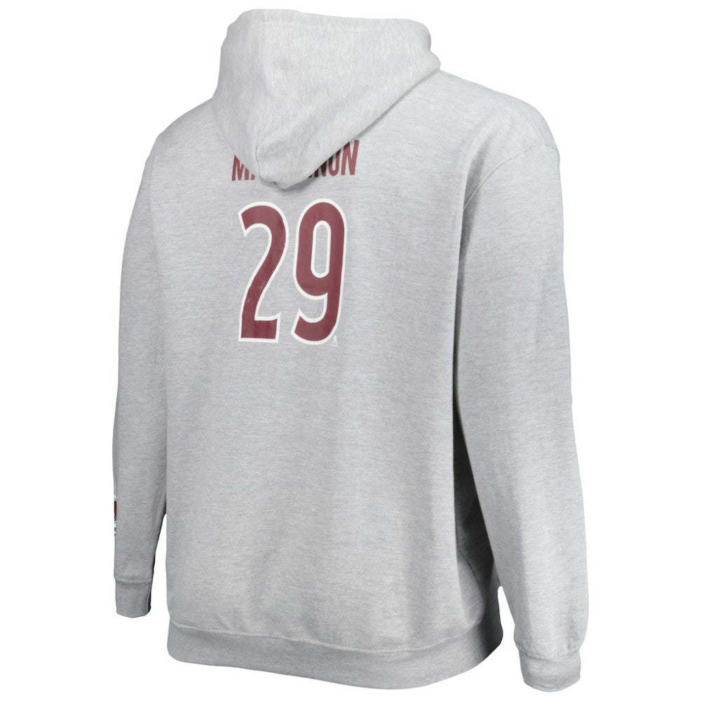 Nathan MacKinnon Colorado Avalanche Big & Tall Player Pullover Hoodie - Heather Gray | US 4992919