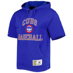Chicago Cubs Mitchell & Ness Cooperstown Collection Washed Fleece Pullover Short Sleeve Hoodie - Royal Hoodies