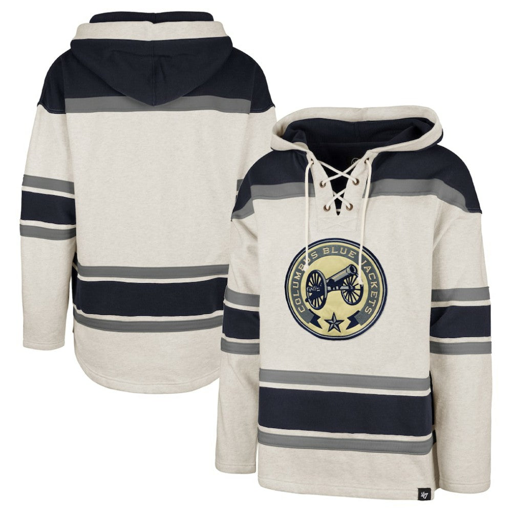 Columbus Blue Jackets '47 Rockaway Lace-Up Pullover Hoodie - Oatmeal | US 4993235