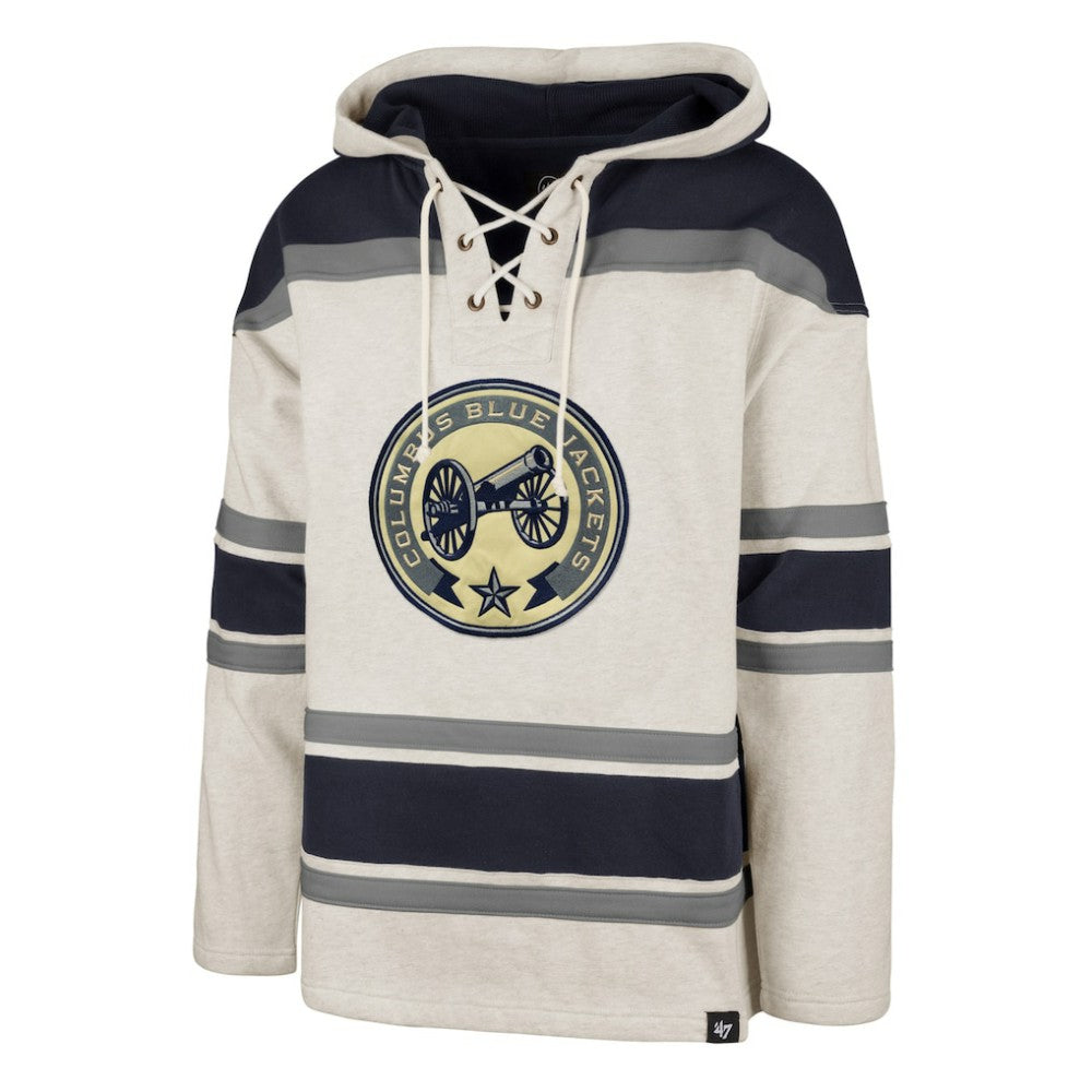 Columbus Blue Jackets '47 Rockaway Lace-Up Pullover Hoodie - Oatmeal | US 4993235