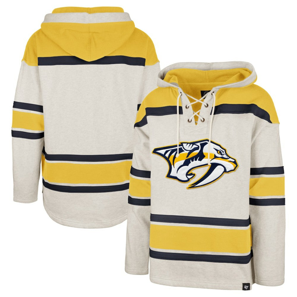 Nashville Predators '47 Rockaway Lace-Up Pullover Hoodie - Oatmeal | US 4993236