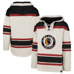 Chicago Blackhawks '47 Rockaway Lace-Up Pullover Hoodie - Oatmeal | US 4993240