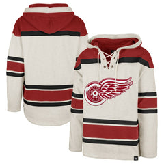 Detroit Red Wings '47 Rockaway Lace-Up Pullover Hoodie - Oatmeal | US 4993241