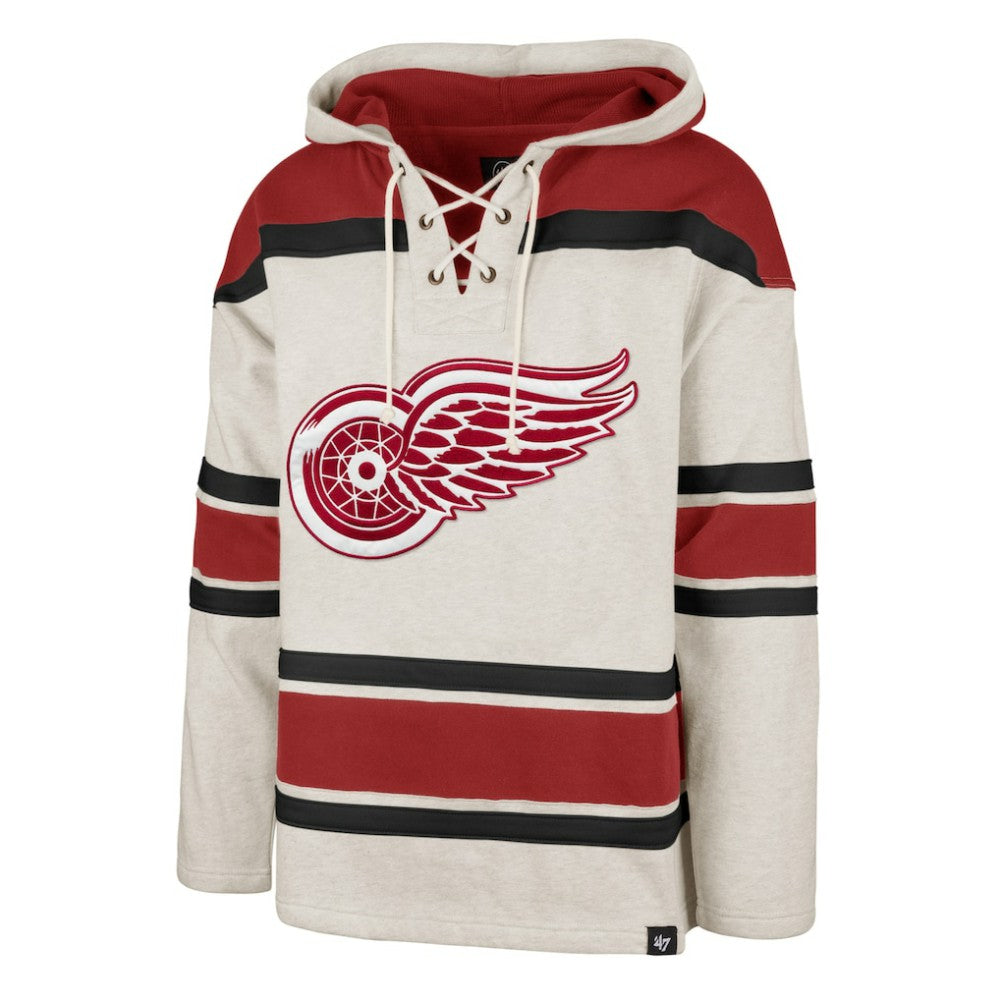 Detroit Red Wings '47 Rockaway Lace-Up Pullover Hoodie - Oatmeal | US 4993241