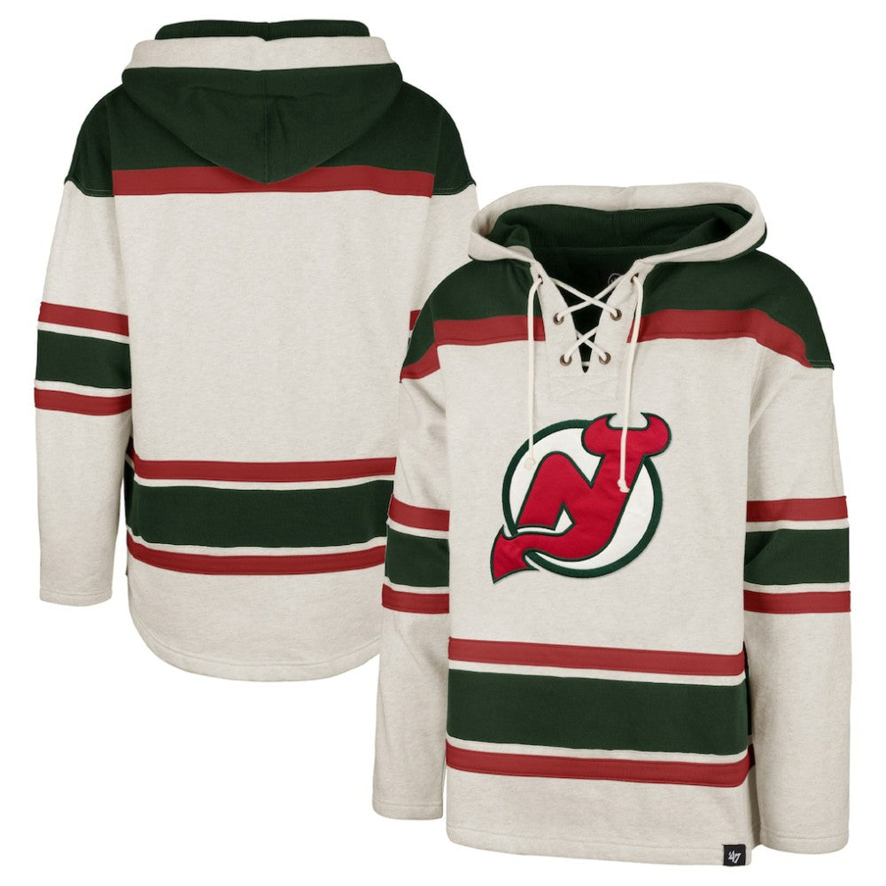 New Jersey Devils '47 Rockaway Lace-Up Pullover Hoodie - Oatmeal | US 4993244