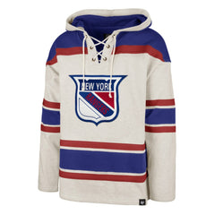New York Rangers '47 Rockaway Lace-Up Pullover Hoodie - Oatmeal | US 4993245