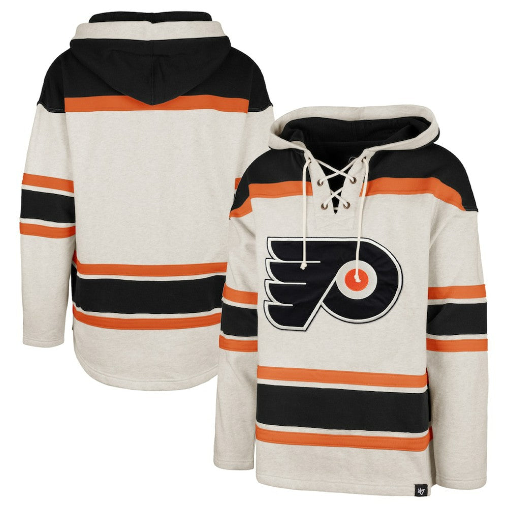 Philadelphia Flyers '47 Rockaway Lace-Up Pullover Hoodie - Oatmeal | US 4993246