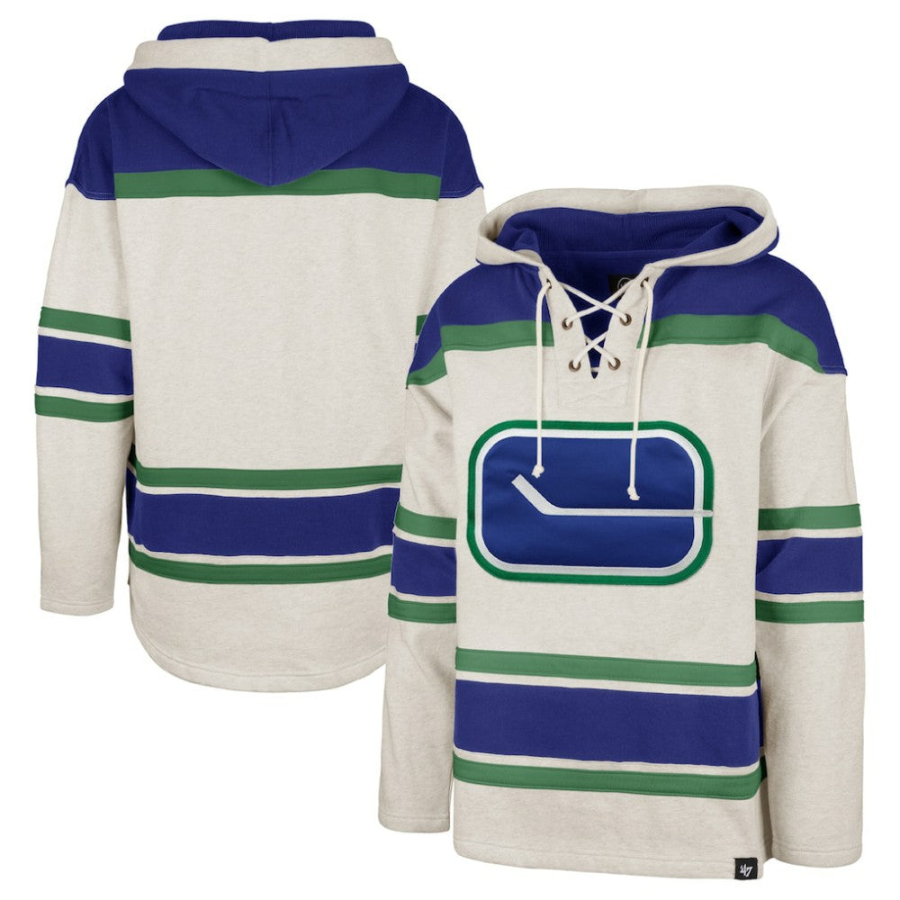 Vancouver Canucks '47 Rockaway Lace-Up Pullover Hoodie - Oatmeal | US 4993250