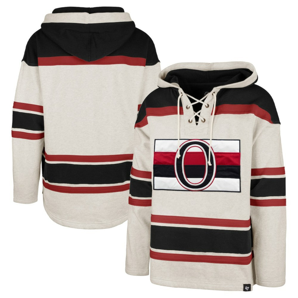 Ottawa Senators '47 Rockaway Lace-Up Pullover Hoodie - Oatmeal | US 4993252