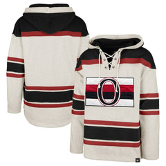 Ottawa Senators '47 Rockaway Lace-Up Pullover Hoodie - Oatmeal | US 4993252