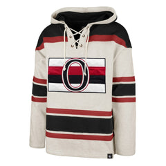 Ottawa Senators '47 Rockaway Lace-Up Pullover Hoodie - Oatmeal | US 4993252