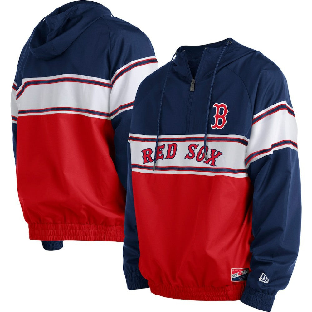 Boston Red Sox New Era Ripstop Raglan Quarter-Zip Hoodie - Navy Hoodies